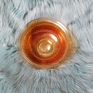 Vintage 70s Orange Iridescent Glass Bowl